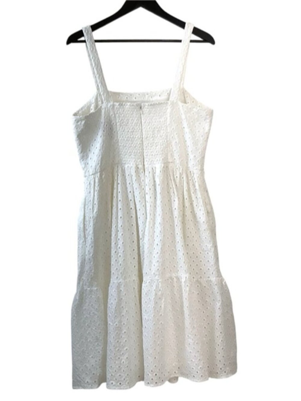 Vince Camuto Eyelet Sundress White Cotton Classic Square Neck Dress Lined 16 - Picture 10 of 16